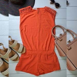 Sleeveless Orange Romper